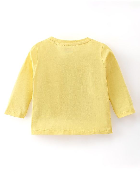 Babyhug Single Jersey Cotton Knit Full Sleeves Night Suit Animal Print - Yellow
