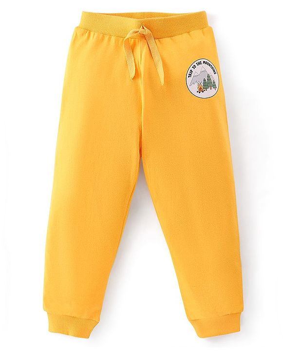 Babyhug Cotton Knit Full Length Lounge Pant Camo Print Pack Of 2 - Yellow & Green