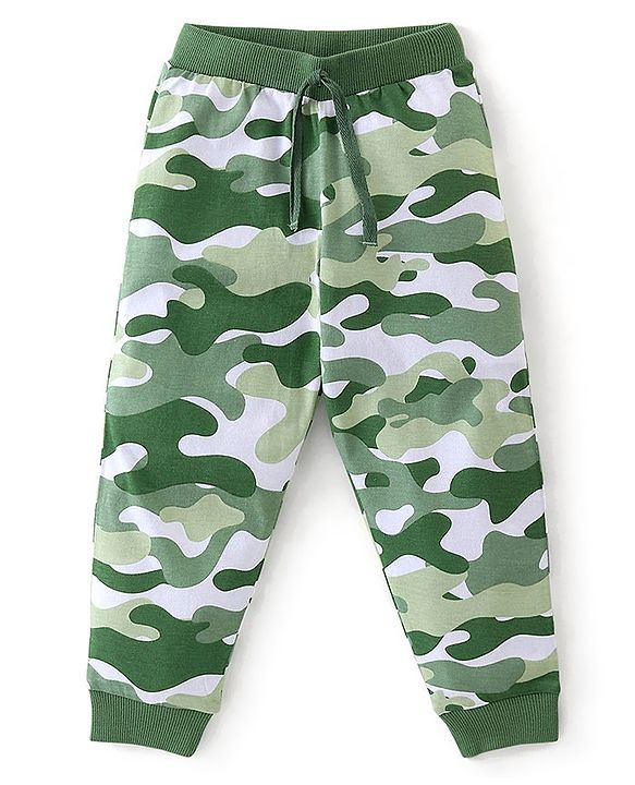 Babyhug Cotton Knit Full Length Lounge Pant Camo Print Pack Of 2 - Yellow & Green