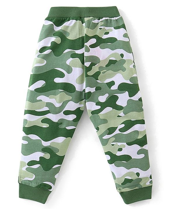 Babyhug Cotton Knit Full Length Lounge Pant Camo Print Pack Of 2 - Yellow & Green
