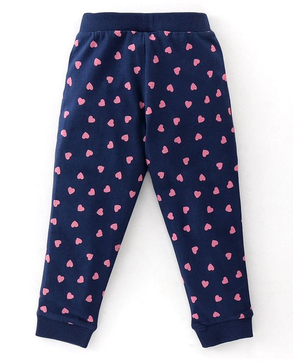 Babyhug Cotton Lycra Knit Full Length Leggings with Stretch & Butterfly & Heart Printed Pack of 3 - Pink Blue & Yellow