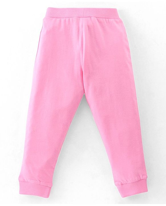 Babyhug Cotton Lycra Knit Full Length Leggings with Stretch & Butterfly & Heart Printed Pack of 3 - Pink Blue & Yellow