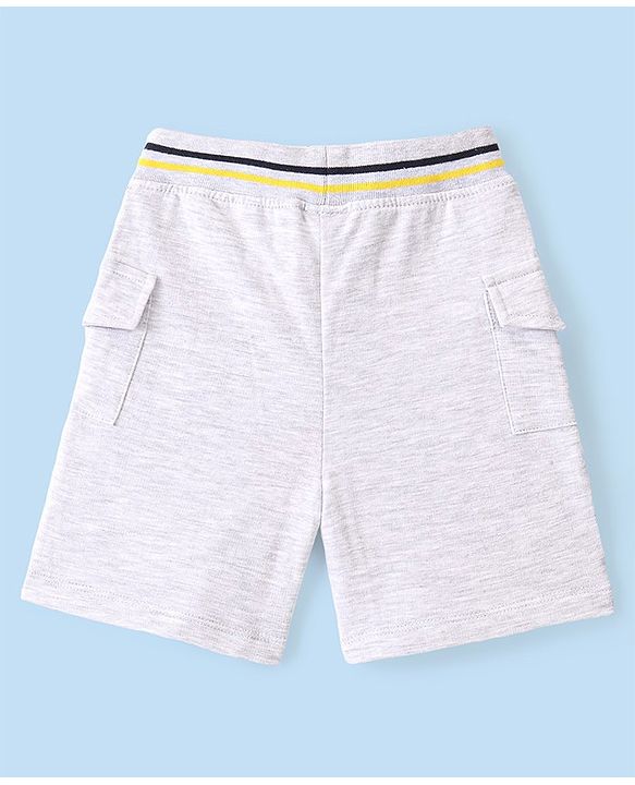 Babyhug Cotton Looper Knit Shorts Tiger Print - Grey