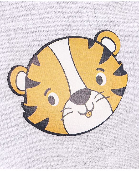 Babyhug Cotton Looper Knit Shorts Tiger Print - Grey