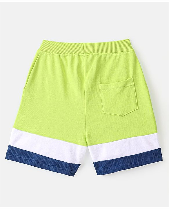 Babyhug Cotton Looper Shorts Colour Block Design - Green