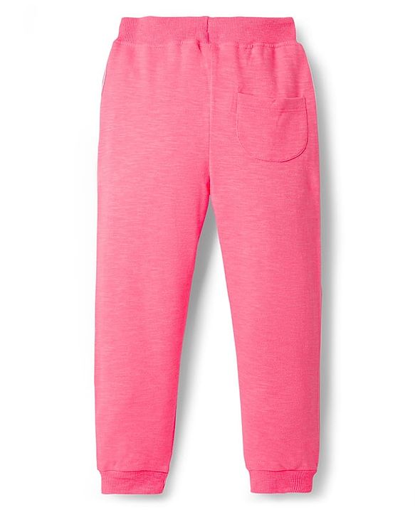Babyhug Cotton Looper Knit Full Length Solid Colour Lounge Pant - Neon Pink