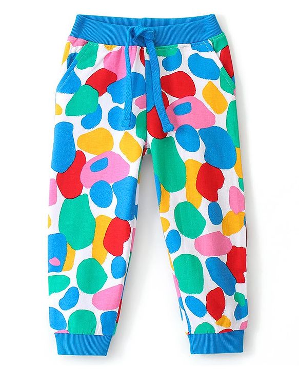 Babyhug Cotton Knit Looper Full Length Lounge Pant Abstract Print - Multicolor