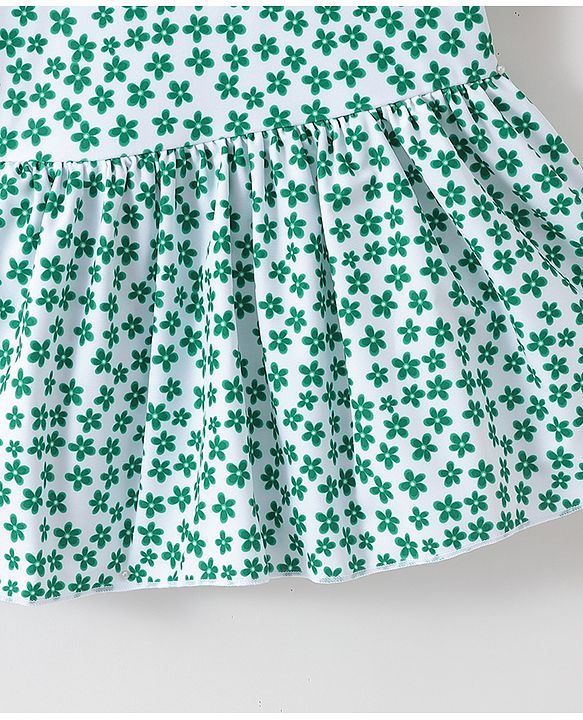 Babyhug Half Sleeves Frock Swimsuit Floral Print - Green