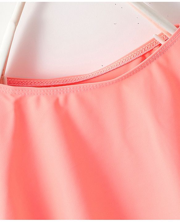 Babyhug Half Sleeves Frock Swimsuit with Cap - Pink