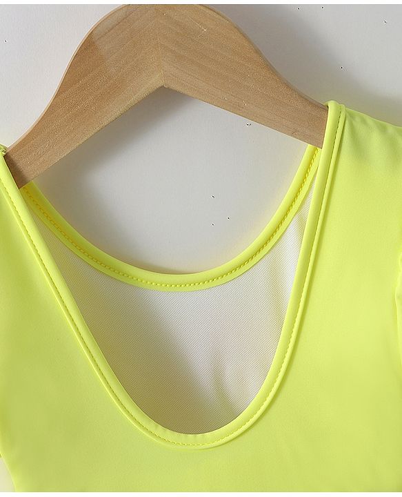 Babyhug Half Sleeves V Cut Swimsuit Bow Applique - Yellow
