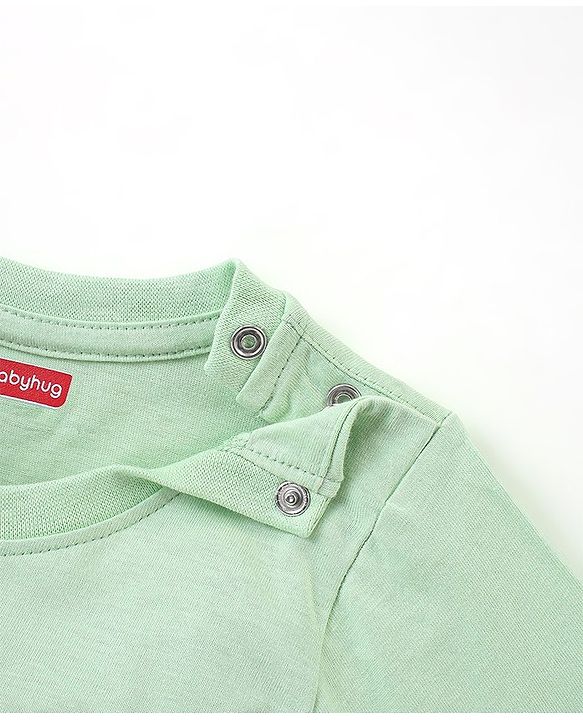 Babyhug 100% Cotton Full Sleeves T-Shirt with Lion Graphics Print - Lime Green