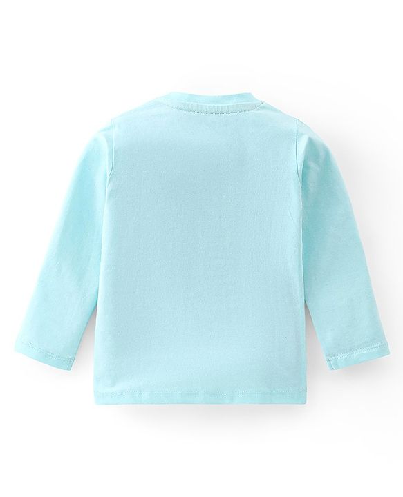 Babyhug Cotton Knit Full Sleeves T-Shirt Dino Graphic Print - Light Blue