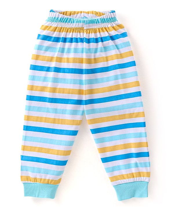 Babyhug Cotton Knit Full Sleeves Bear & Bees Printed Night Suit - Blue