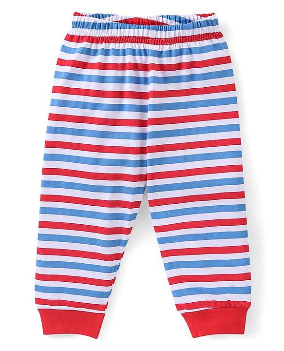 Babyhug Cotton Knit Full Sleeves Night Suit With Animals Print - White & Red