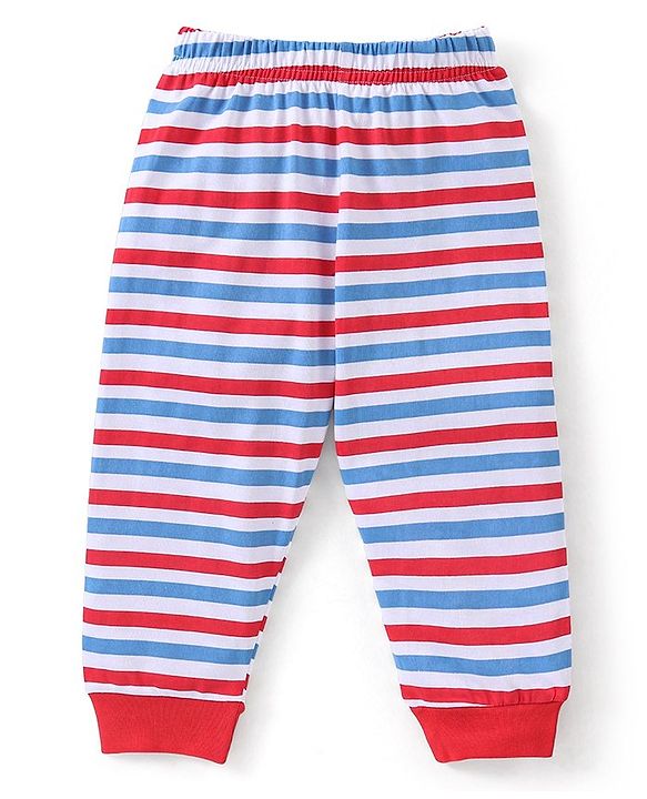 Babyhug Cotton Knit Full Sleeves Night Suit With Animals Print - White & Red