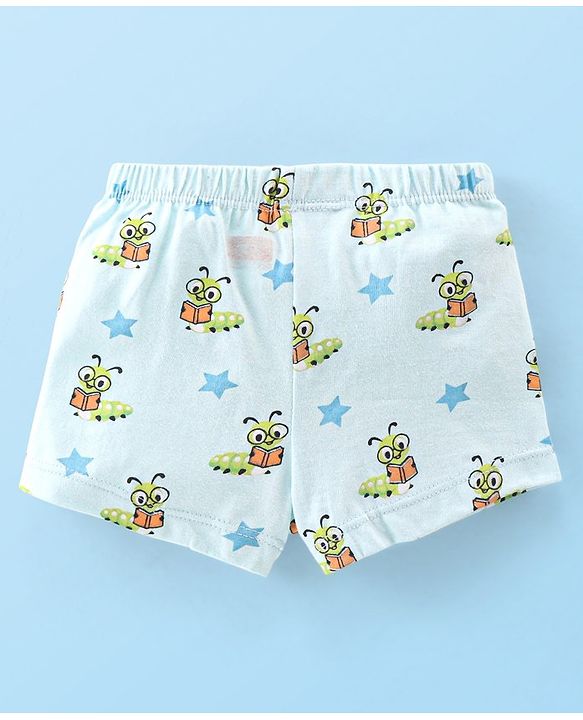 Babyhug 100% Cotton Trunk Bees Printed Pack of 3 - Blue & Orange