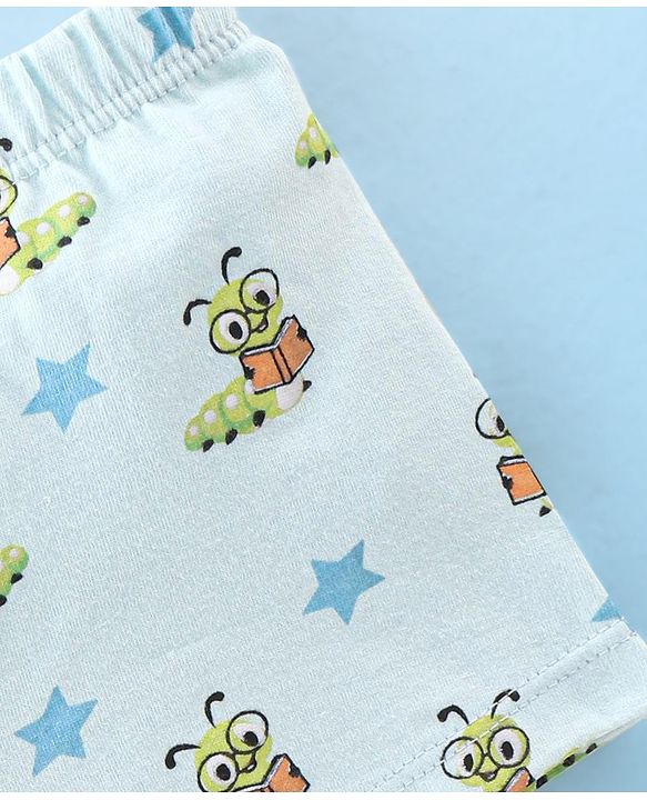 Babyhug 100% Cotton Trunk Bees Printed Pack of 3 - Blue & Orange