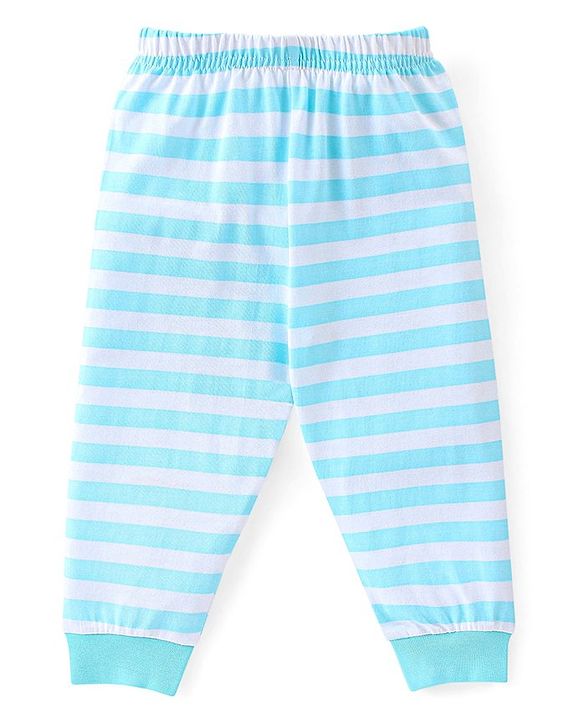 Babyhug Cotton Knit Full Sleeves Night Suit With Crocodile Print - Blue