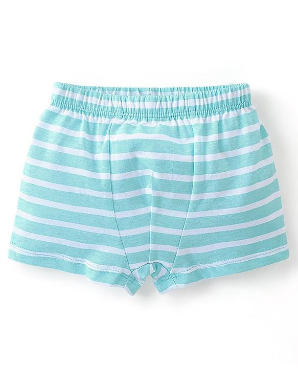 Babyhug 100% Cotton Knit Regular Trunks Teddy Print Pack of 3 - Green Blue & Orange