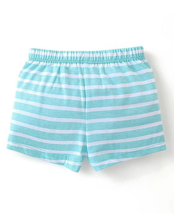 Babyhug 100% Cotton Knit Regular Trunks Teddy Print Pack of 3 - Green Blue & Orange