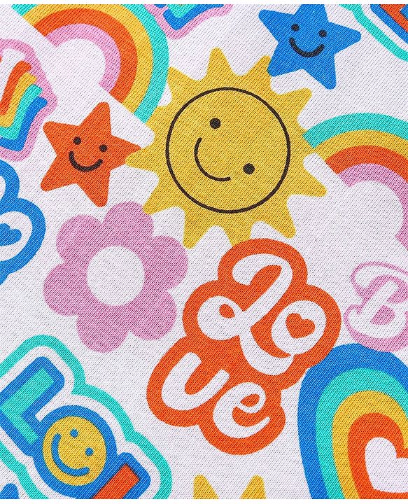Babyhug Cotton Knit Full Sleeves Text Printed Night Suit - Multicolour