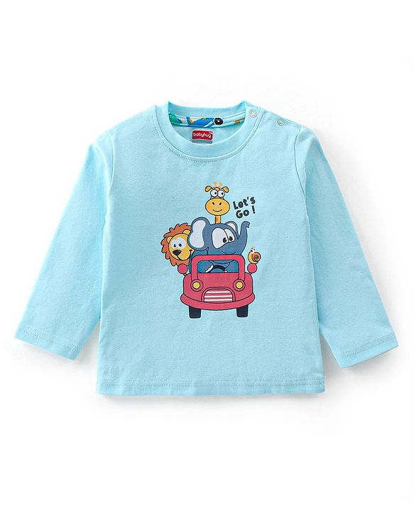 Babyhug Cotton Knit Full Sleeves Night Suit Jungle Safari Print - Blue
