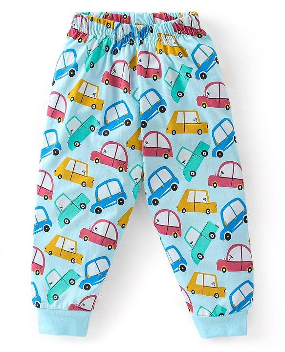 Babyhug Cotton Knit Full Sleeves Night Suit Jungle Safari Print - Blue