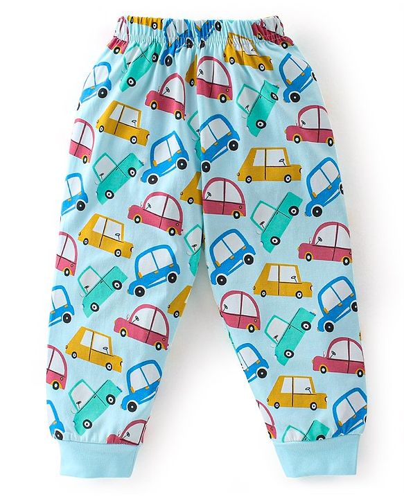 Babyhug Cotton Knit Full Sleeves Night Suit Jungle Safari Print - Blue