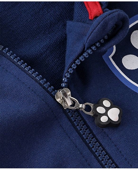 Babyhug 100% Cotton Knit Full Sleeves Hooded Sweatjacket With Zipper & Paw Patrol Graphics - Navy Blue