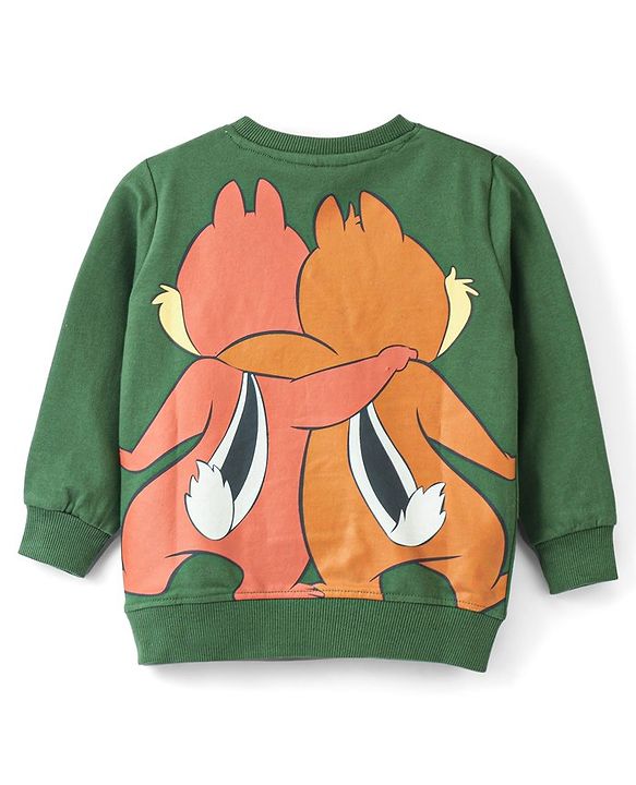 Babyhug 100% Cotton Knit Full Sleeves with Chip & Dale Graphics Sweatshirt - Green