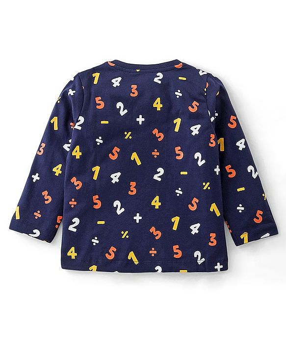 Babyhug Cotton Knit Full Sleeves Night Suit Alphabets Print - Navy