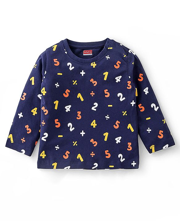 Babyhug Cotton Knit Full Sleeves Night Suit Alphabets Print - Navy