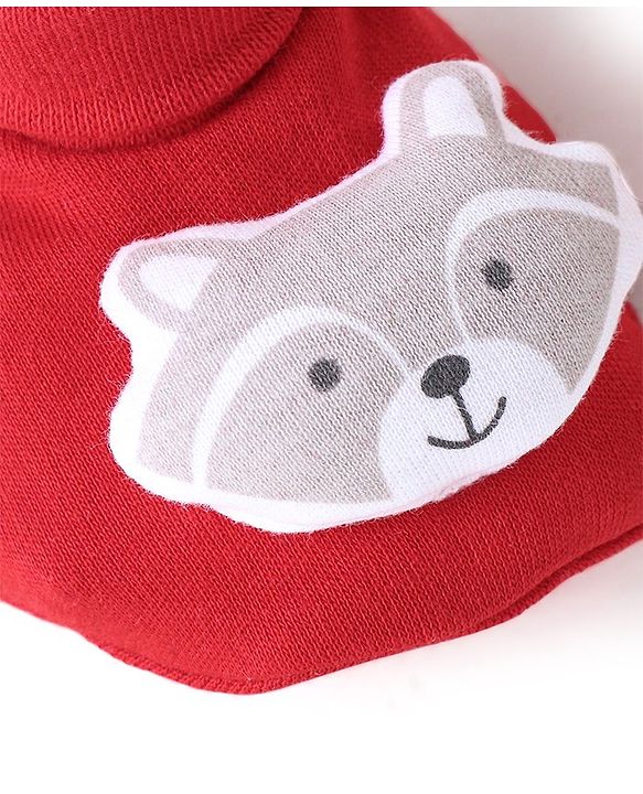Babyhug 100% Cotton Knit Booties With Koala Design - Red