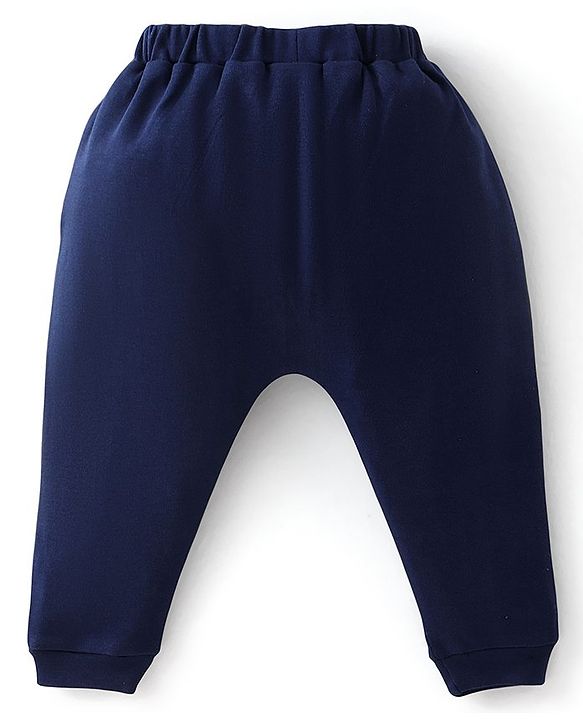 Babyhug Cotton Knit Full Sleeves Onesies Tiger Print With Leggings - Navy Blue