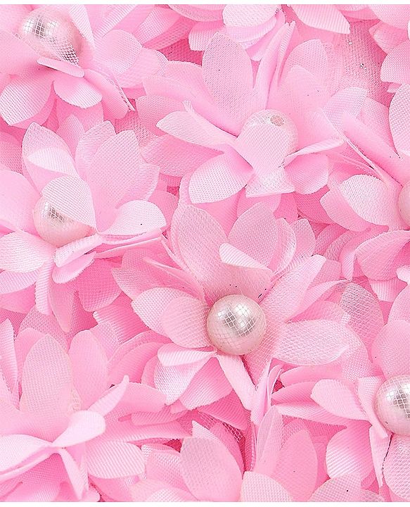 Babyhug Woven Sleeveless Yoke Party Dress with Floral Corsage - Pink