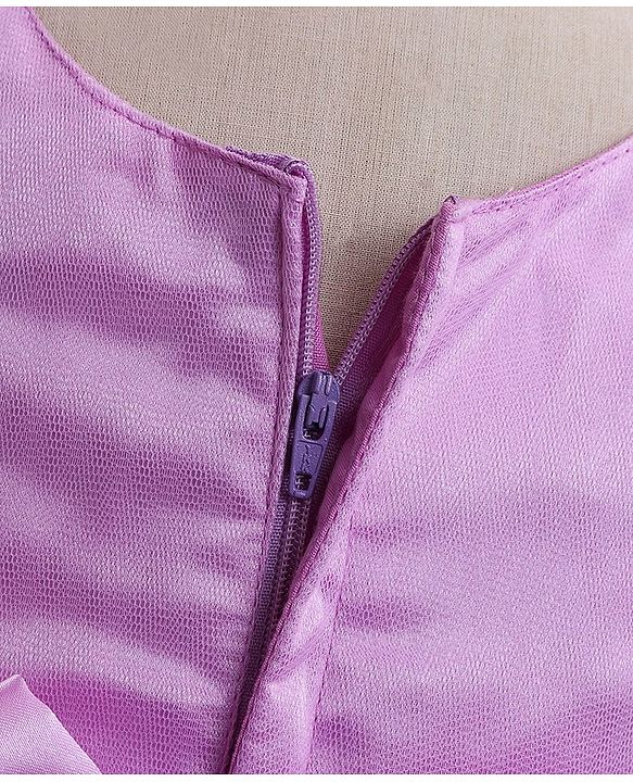 Babyhug Sleeveless Textured & Floral Embroidered Party Frock - Lavender