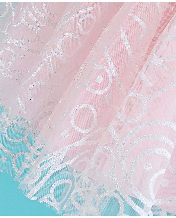Babyhug Sleeveless Corsage Detailing Glittery Party Frock - Peach