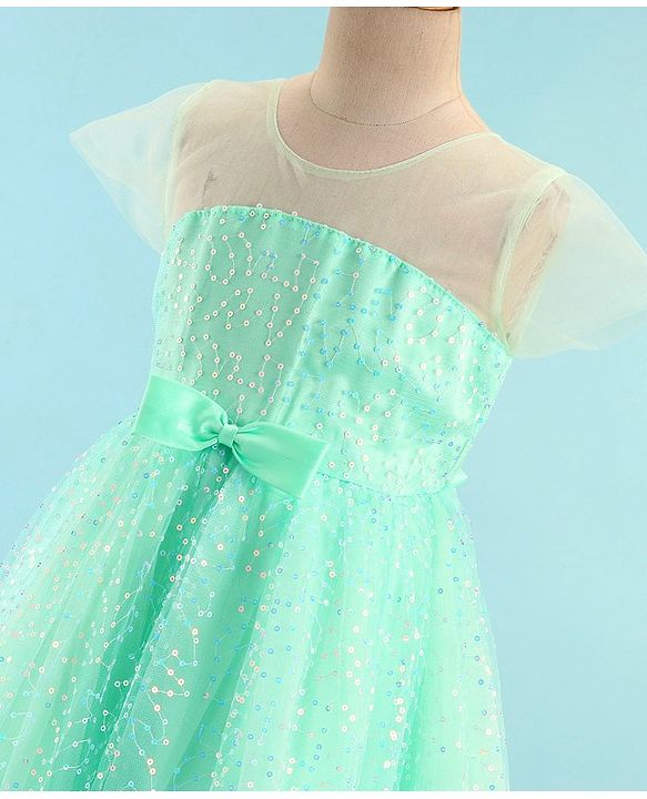 Babyhug Half Sleeves Gown with Sequin Detailing - Mint