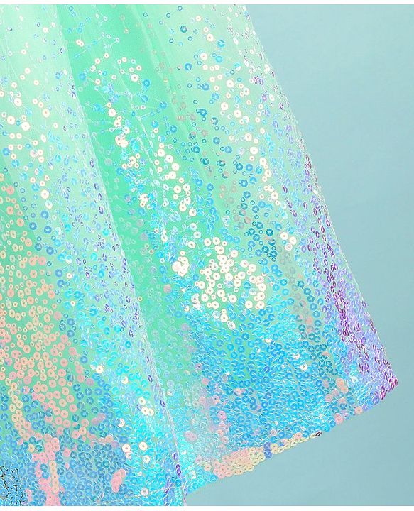Babyhug Half Sleeves Gown with Sequin Detailing - Mint