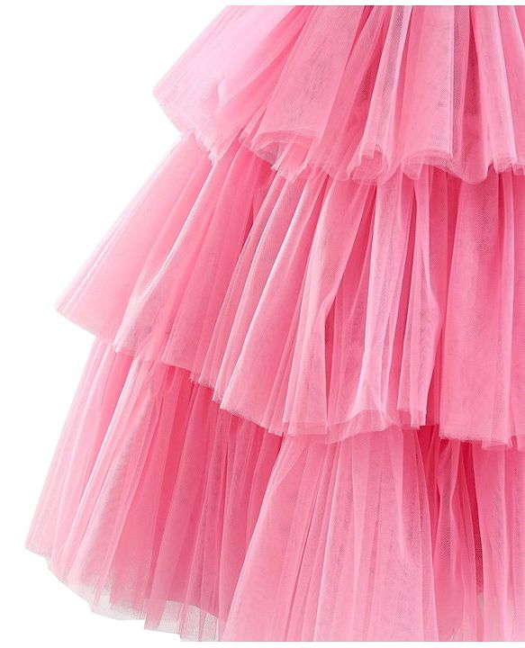 Babyhug Sleeveless Layered Party Frock With Sequin Embroidery & Bow Applique- Dusty Pink