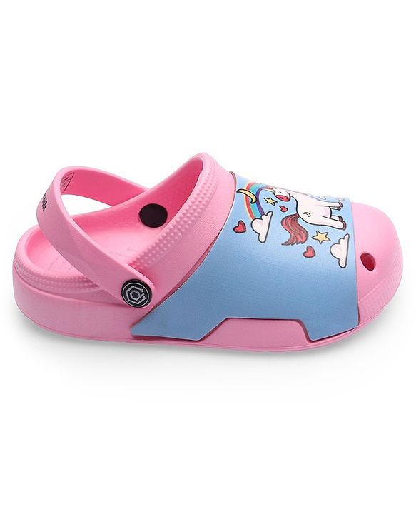 Cute Walk by Babyhug Clogs with Back Strap Unicorn Print - Pink