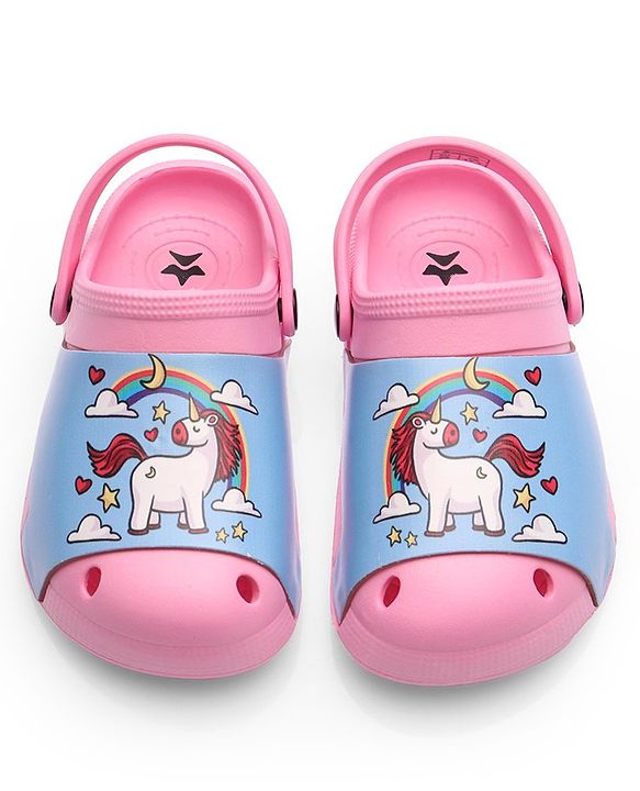 Cute Walk by Babyhug Clogs with Back Strap Unicorn Print - Pink