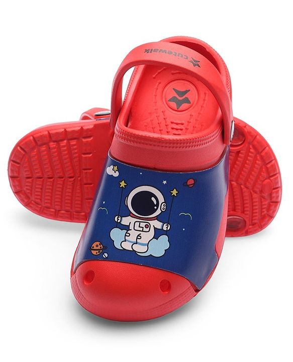 Cute Walk by Babyhug Clogs with Back Strap Astronaut Print - Red