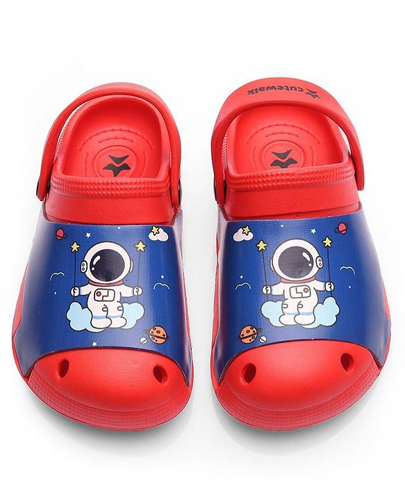 Cute Walk by Babyhug Clogs with Back Strap Astronaut Print - Red