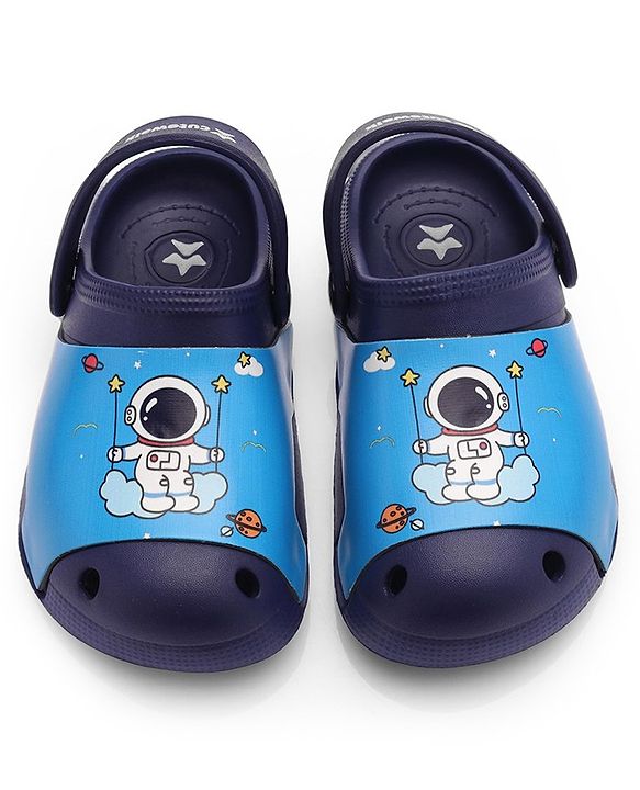 Cute Walk by Babyhug Clogs with Back Strap Astronaut Print - Navy Blue