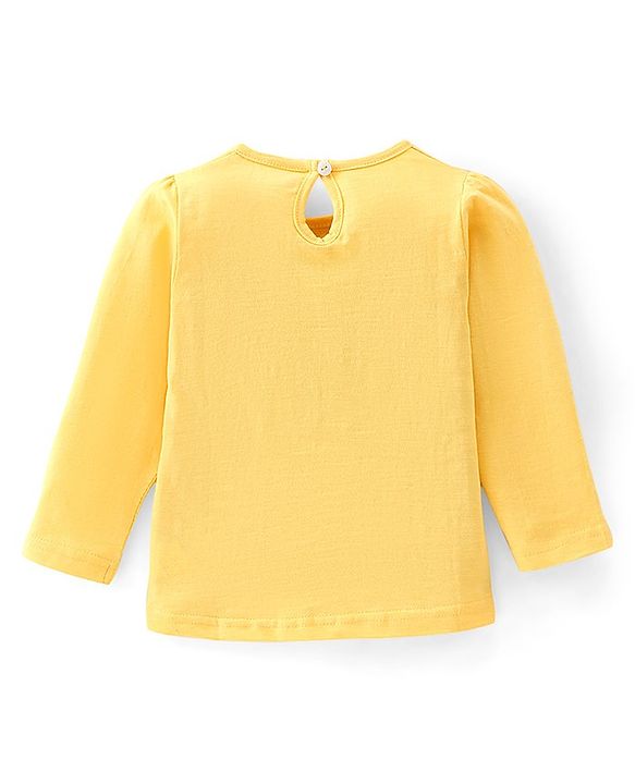 Babyhug 100% Cotton Knit Full Sleeves Top Floral Print - Yellow