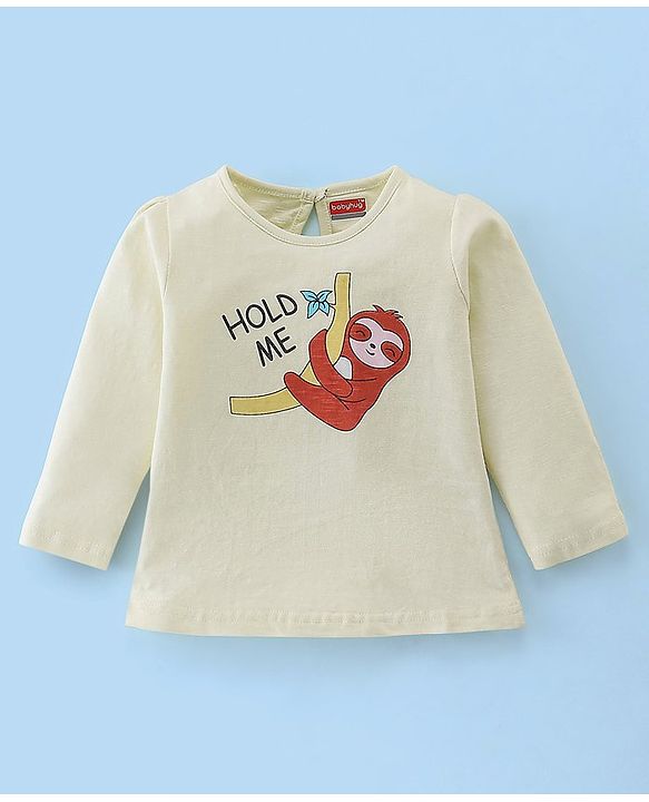Babyhug 100% Cotton Knit Full Sleeves Top Sloth Graphics - Cream