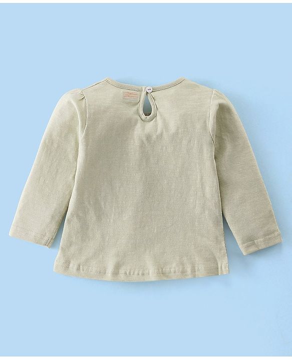 Babyhug 100% Cotton Knit Full Sleeves Top Sloth Graphics - Olive Green