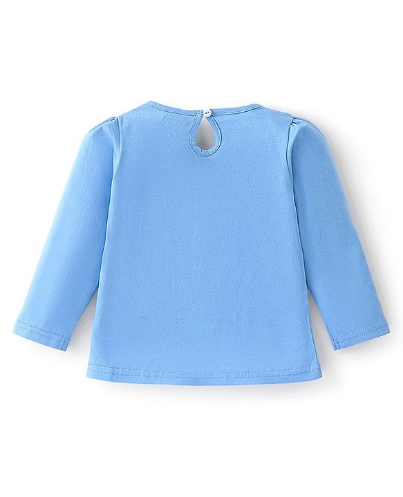 Babyhug Cotton Knit Full Sleeves Text Graphics T-Shirt - Blue