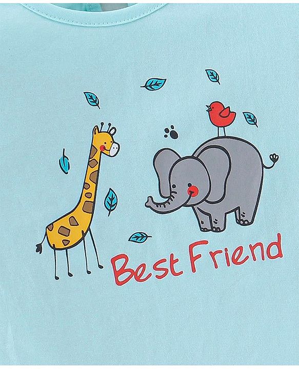 Babyhug 100% Cotton Knit Full Sleeves Top Animal Graphics - Light Blue